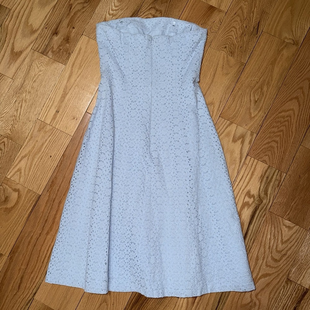 Express Womens Strapless Flare Dress Light Blue Floral Textured Pattern Size 4 - Picture 5 of 7